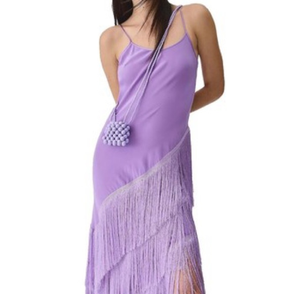Anthropologie Purple Fringe Dress